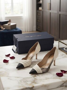 Sergio Rossi metallic tri color leather pump